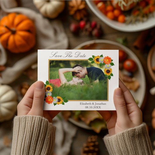 Goldene Blumenrahmen-Hochzeit Save The Date