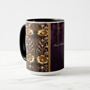 Goldene Blumenschmuck-Tasse Tasse