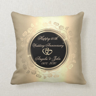 Goldene Blumenschwünge 50. Hochzeitstag Kissen