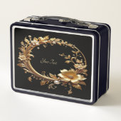 Goldene Blumenverzierte Rahmen Lunchbox (Rückseite)