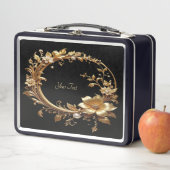 Goldene Blumenverzierte Rahmen Lunchbox (Beispiel)