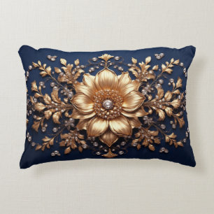 Goldene Blumenverzierung Dekokissen
