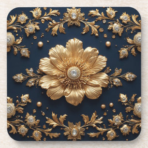 Goldene Blumenverzierung Getränkeuntersetzer