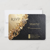Goldene Blumenverzierungen RSVP-Karte RSVP Karte (Vorderseite)
