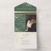 Goldene Blumenzunge Grünes Foto Hochzeit All In One Einladung (Innen Boden)