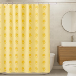Goldene Blüte auf Buttergelb Duschvorhang