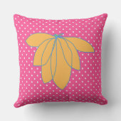 Goldene Blüte auf rosa weißen Punkten Kissen (Rückseite)