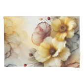 "Goldene Blüte Elegante: Abstrakte blumengeschmück Kissenbezug (Vorderseite-Links)