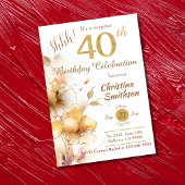 Goldene Blüte florale elegante Überraschung 40. Ge Einladung