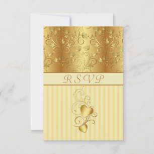 Goldene Blüte, Herzen Hochzeit RSVP Einladung