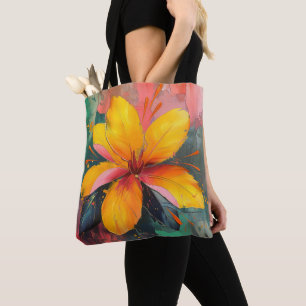 Goldene Blüte – Lebendiger Abstrakter Floraler Aus Tasche
