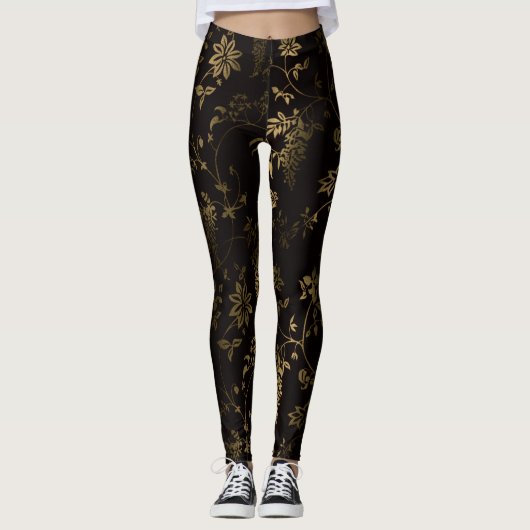 Goldene Blüte Leggings (Vorderseite)
