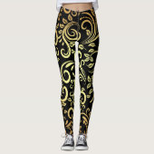 goldene Blüte Leggings (Vorderseite)