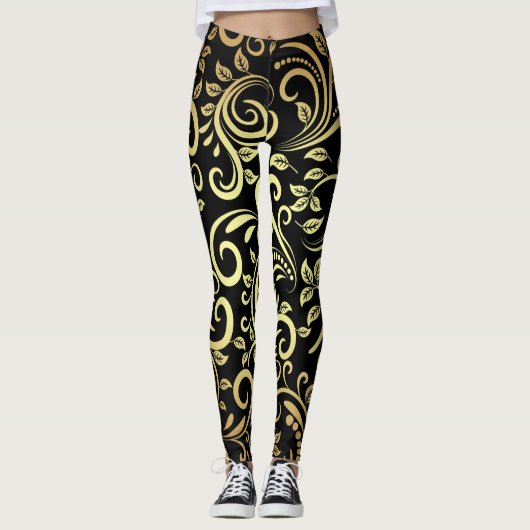 goldene Blüte Leggings (Vorderseite)