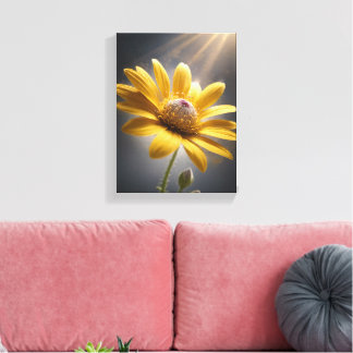 Goldene Blüte – Makrofotografie Kunst einer gelben Leinwanddruck