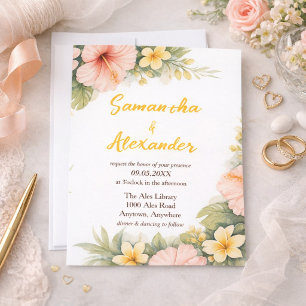 Goldene Blüte Tropischer Tagtraum Hochzeit Einladung