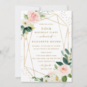 Goldene Blüte zum 50. Geburtstag Einladung (Vorderseite)