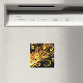 Goldene Blüten Abstrakte Kunst Magnet (In Situ (Geschirrspüler))