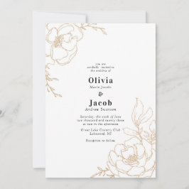 Goldene Blüten Blumendesign Einladung