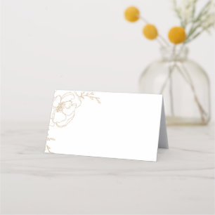 Goldene Blüten Blumendesign Platzkarte