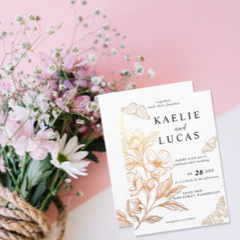 "Goldene Blüten der Liebe" Hochzeit Einladung