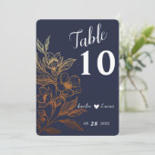 "Goldene Blüten der Liebe" | Hochzeitsfeier Tischn (Stehend Vorderseite)