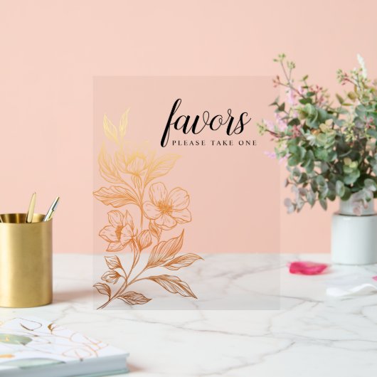 "Goldene Blüten der Liebe" | Hochzeitsgastgeschenk Acrylschild (Hochzeit)