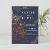 "Goldene Blüten der Liebe" | Romantische Hochzeit  Einladung (Stehend Vorderseite)