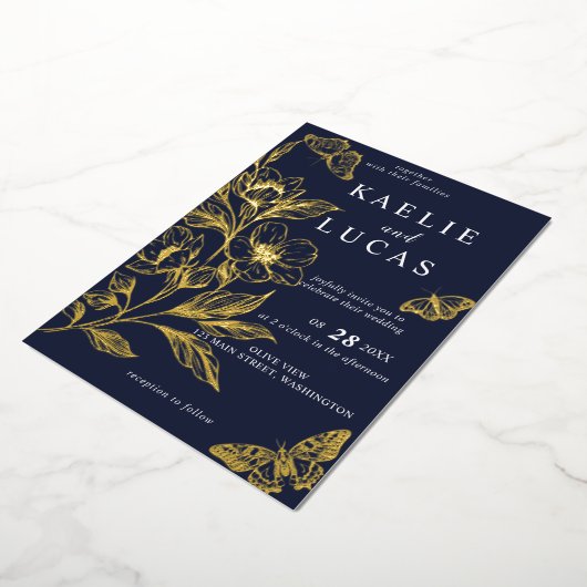 "Goldene Blüten der Liebe" | Romantische Hochzeit Folieneinladung (Gedreht)