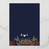 "Goldene Blüten der Liebe" | Romantische Hochzeit Folieneinladung (Rückseite)