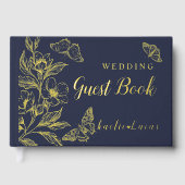 "Goldene Blüten der Liebe" | Romantische Hochzeit  Gästebuch (Vorderseite)