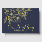 "Goldene Blüten der Liebe" | Romantische Hochzeit Gästebuch (Vorderseite)