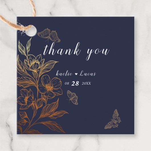 "Goldene Blüten der Liebe" | Romantische Hochzeit Geschenkanhänger (Vorderseite)