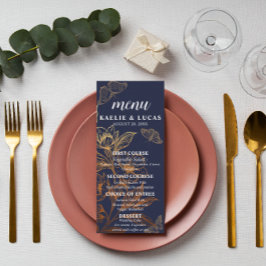 "Goldene Blüten der Liebe" | Romantische Hochzeit Menükarte