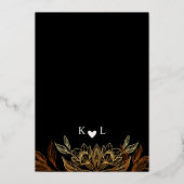 "Goldene Blüten der Liebe" | Schwarze Hochzeit Folieneinladung (Rückseite)