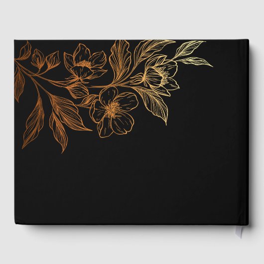 "Goldene Blüten der Liebe" | Schwarze Hochzeit Gästebuch (Rückseite)