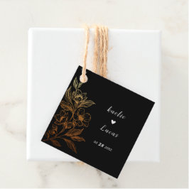 "Goldene Blüten der Liebe" | Schwarze Hochzeit Geschenkanhänger