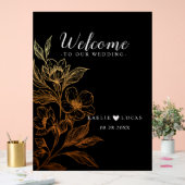 "Goldene Blüten der Liebe" | Schwarze Hochzeit Wil Acrylschild (Hochzeit)