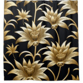 Goldene Blüten Duschvorhang (Vorderseite)