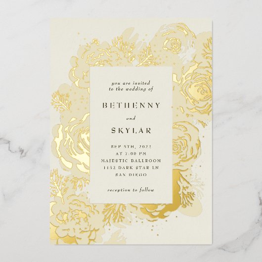 Goldene Blüten - Einladung (Vorderseite)