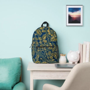 Goldene Blüten Eleganz Bedruckter Rucksack
