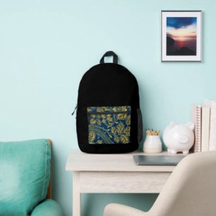 Goldene Blüten Eleganz Bedruckter Rucksack