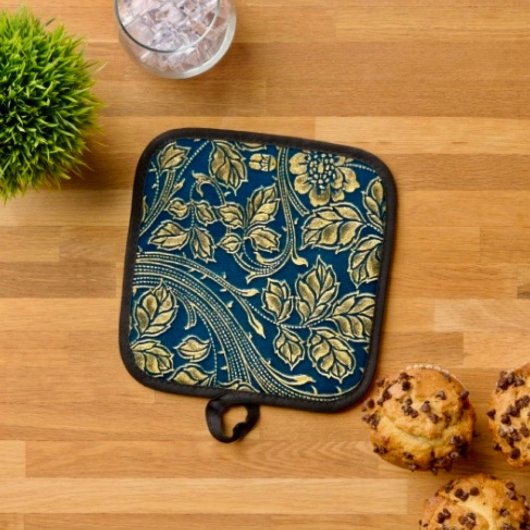 Goldene Blüten Eleganz Topflappen