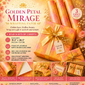 Goldene Blüten-Mirage Geschenkpapier Set