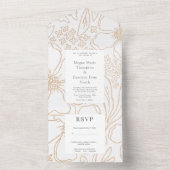 Goldene Blüten Moderne Hochzeit alles in einer Ein All In One Einladung (Innen Boden)