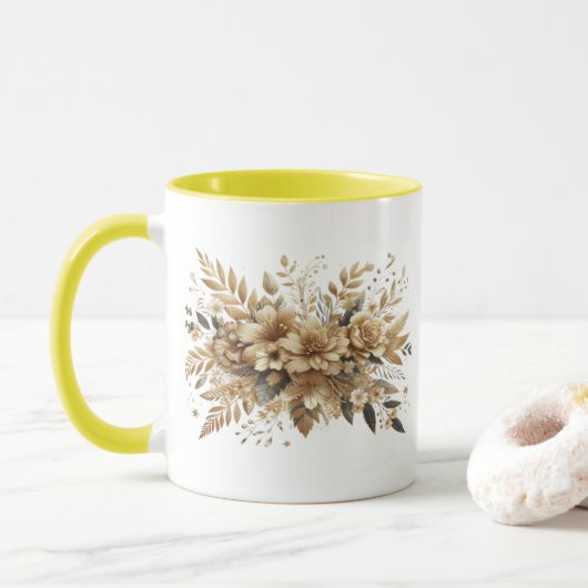 goldene Blüten Tasse (Mit Donut)