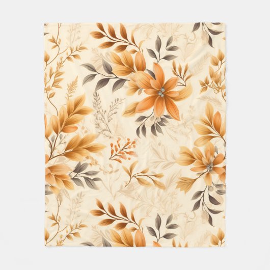 Goldene Blüten und Blätter Fleecedecke (Vorderseite)
