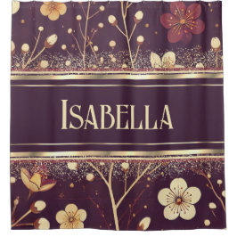 Goldene Blüten: zarte Blumensinfonie Duschvorhang