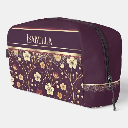 Goldene Blüten: zarte Blumensinfonie Waschbeutel (Rechte Ecke)