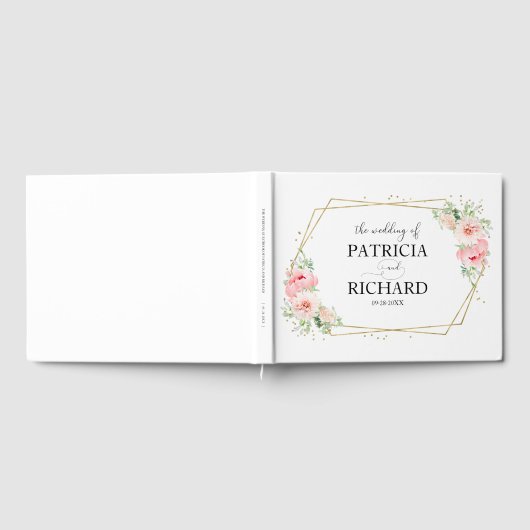 Goldene Blütenblüte Elegante Hochzeit Gästebuch (Voll)